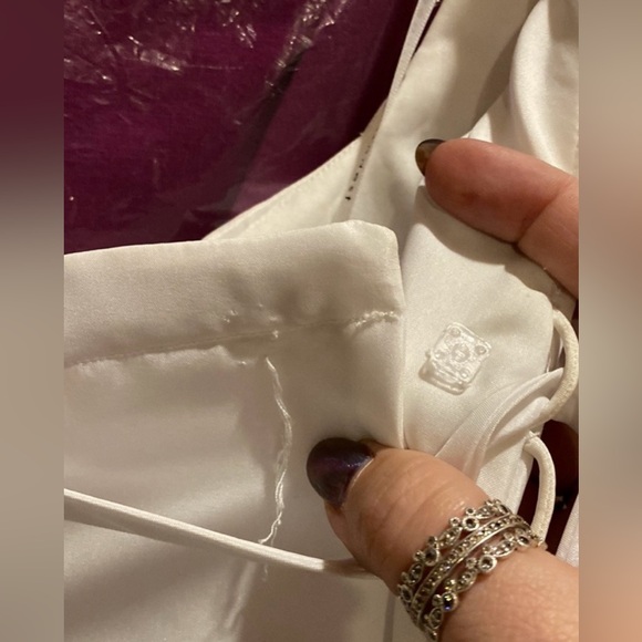 White Beautifully Modest satin mermaid wedding gown - Picture 6 of 6